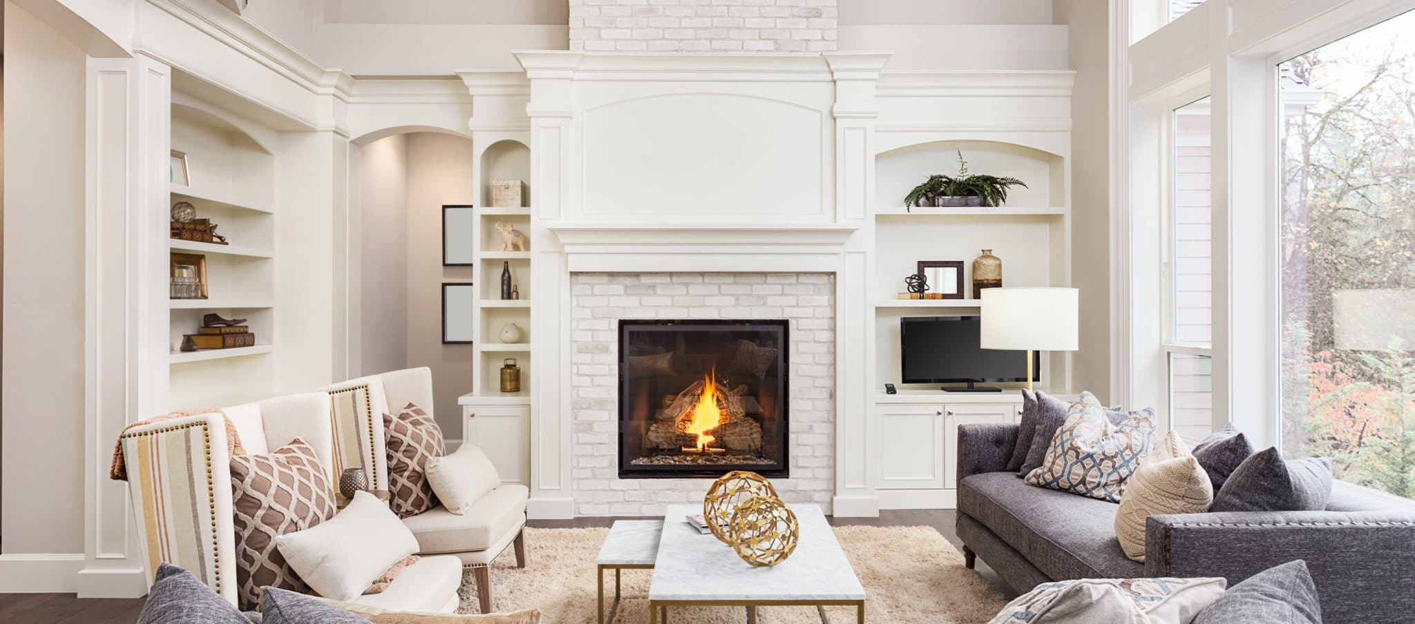 living room in newly constructed luxury home