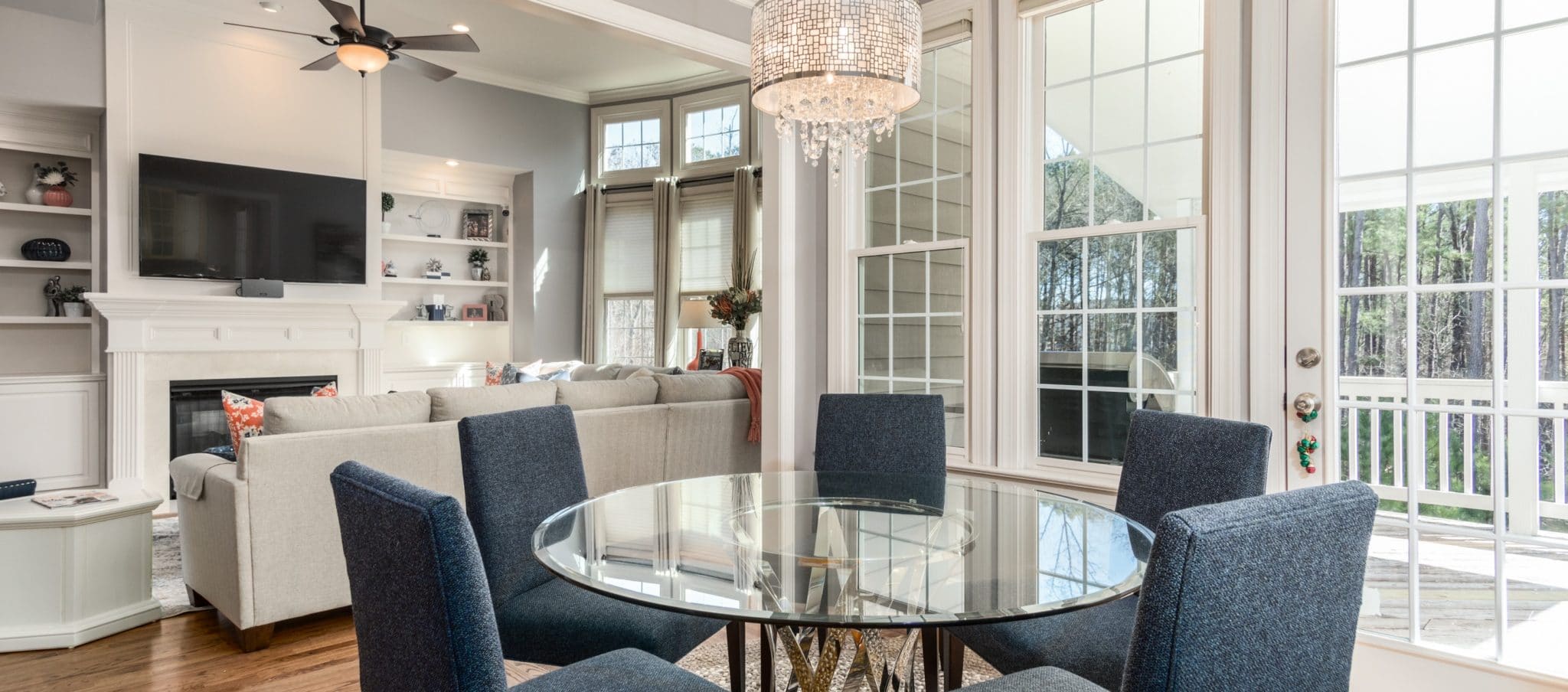 Living room with contemporary yet comfortable interior design style.